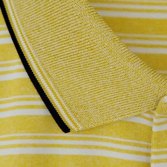 Nike Dri Fit Striped Polo Shirt Yellow White Men Size 2XL Golf Activewear - Picture 9 of 14